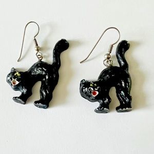 Vintage Black Cat Earrings